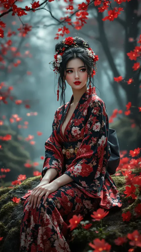 Forest Woman Kimono Moss