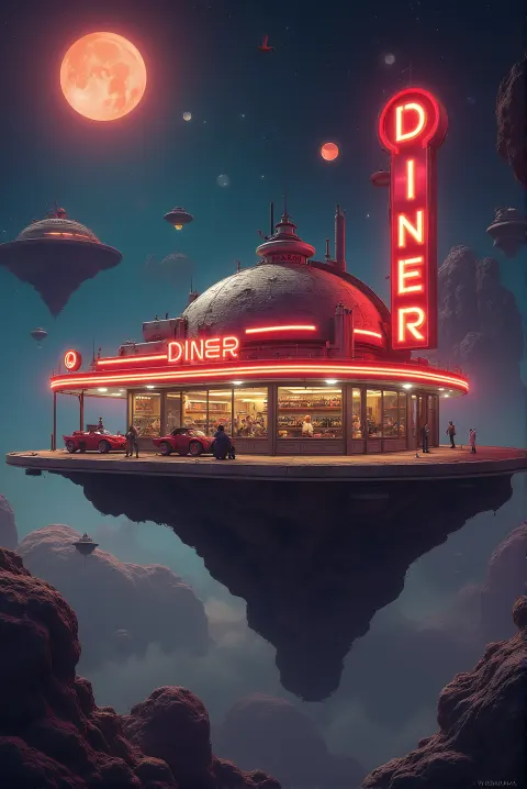 Retro Sci-Fi Asteroid Diner