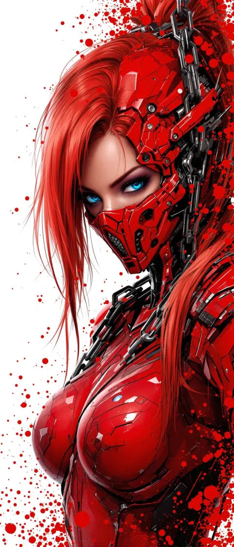 Cyberpunk Red Hair Warrior