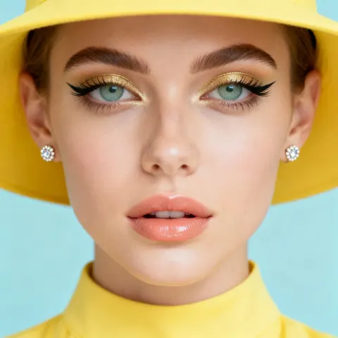 Yellow Hat Aqua Eyes Portrait