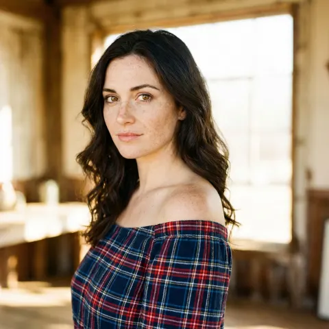 Woman Plaid Confident Expression