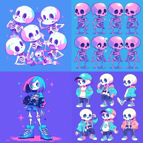 Skeleton Cartoon Electric Blue