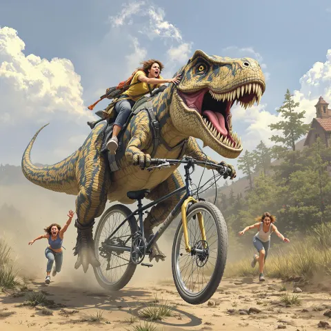 Dinosaur Bike Running Screaming
