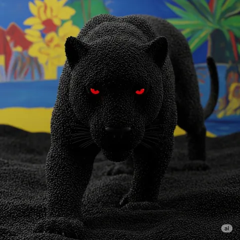 Obsidian Panther Red Eyes