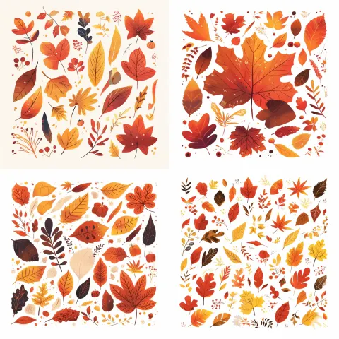Autumn Leaves Knolling White