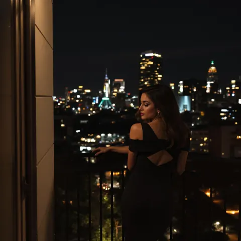 Woman Night Balcony Dress