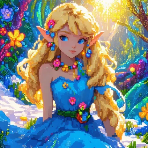 Eight Bit Elf in a Blue Dress