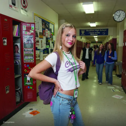 Blonde Teen Girl Hallway