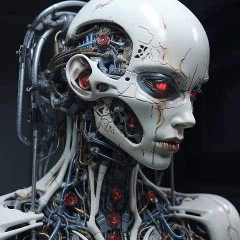 Half Cyborg Futuristic Portrait
