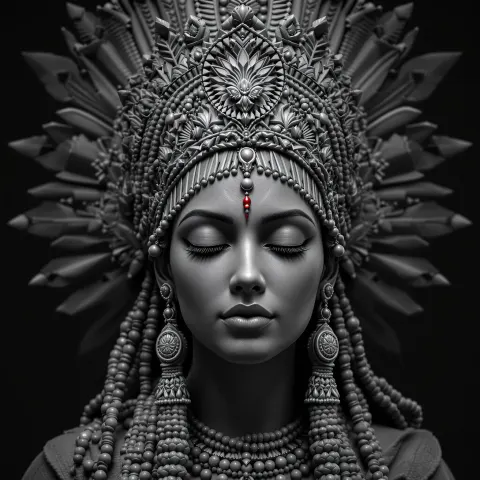 Indian Woman Crown Sculpture