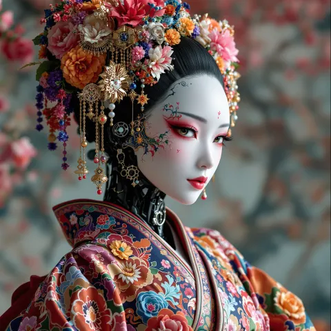 Cyberpunk Robot Geisha Portrait