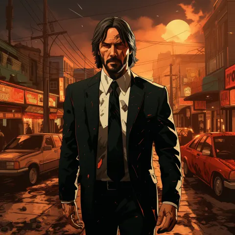 John Wick imagined as a GTA cartoon