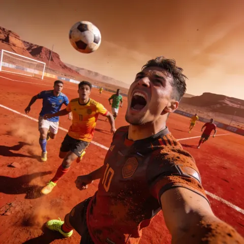 Football Match Mars Perspective