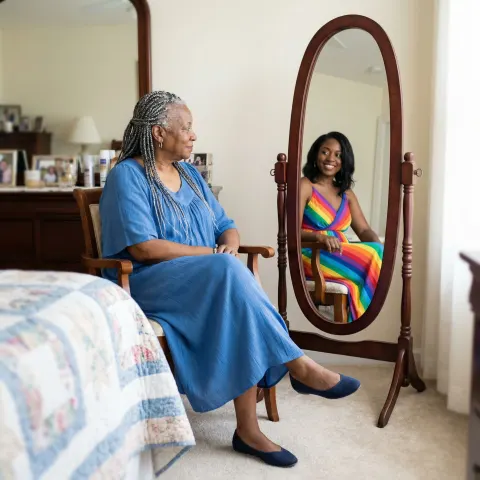 Woman Mirror Reflection Portrait