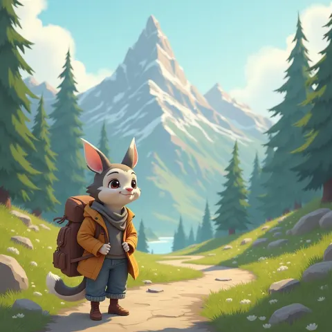 Cute Traveler on a Mountain Gateway Path