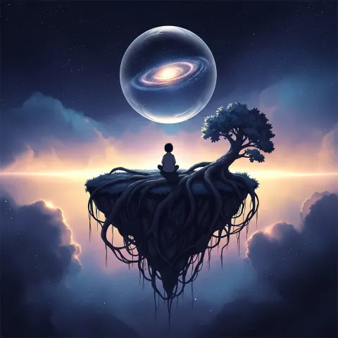 Lone Figure Floating Island