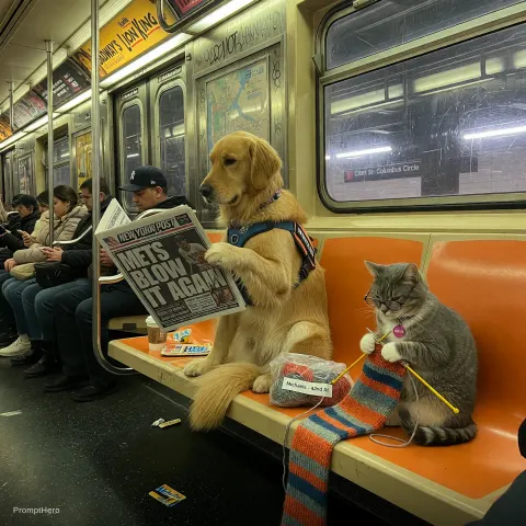 Retriever Newspaper Subway Scene