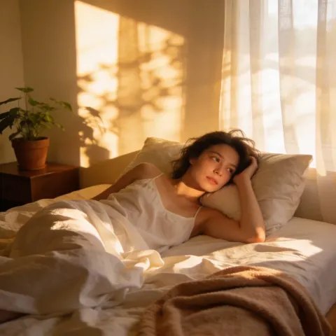 Woman Waking Morning Light