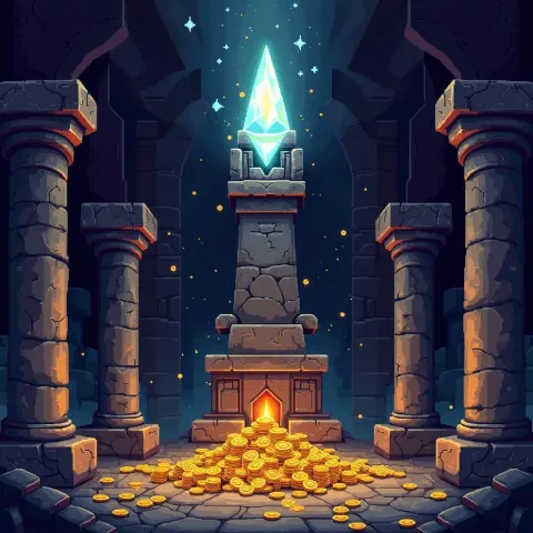 Stone Sentinel Guarding Pixel Gold Vaults