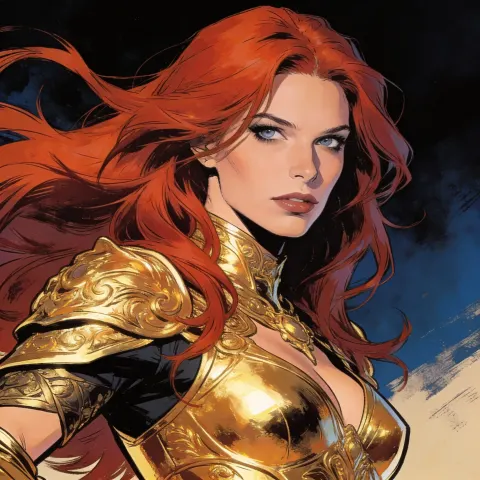 Woman Red Hair Gold