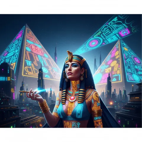 Cleopatra Cyberpunk Neon Fusion