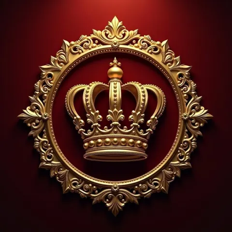 Baroque Crown Emblem in Gold Filigree