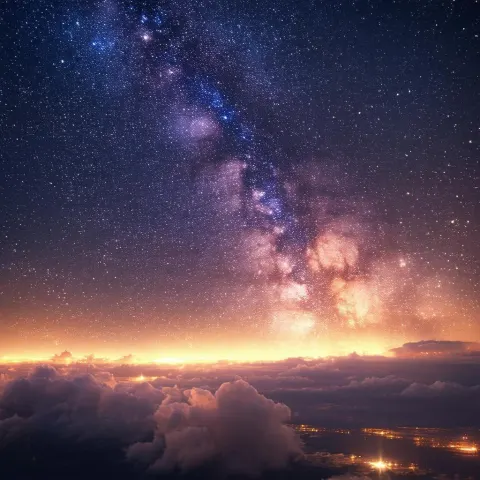 Starry Night Rendered in Ethereal Octane Glow