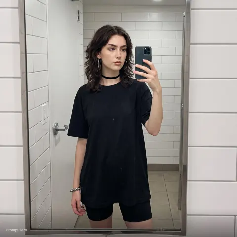 Grunge Mirror Selfie In Bathroom