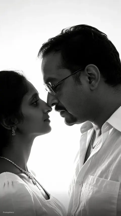 Couple Black White Portrait