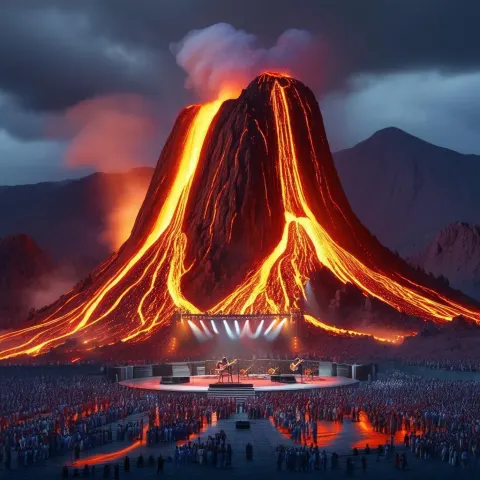 Rock Concert Raging Amid Volcanic Eruption