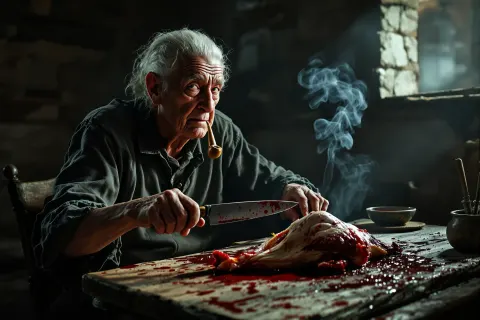 Rustic Farmhouse Butcher Woman Portrait