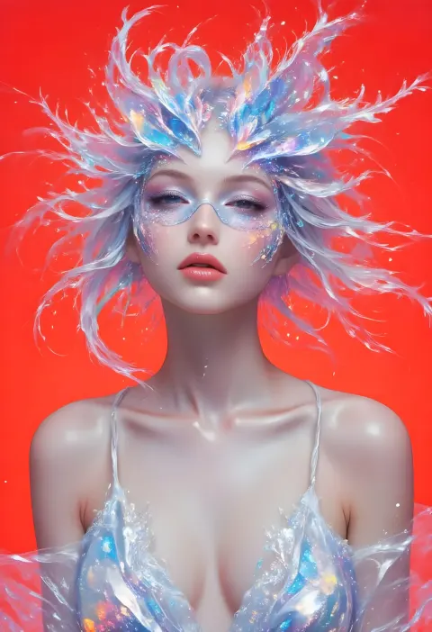 Frost Mask Woman Orange Background