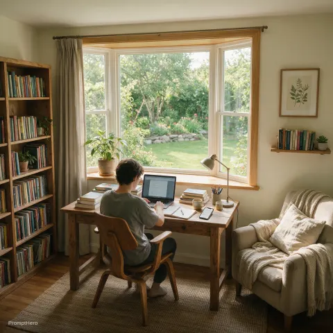 Person Studying Computer Room