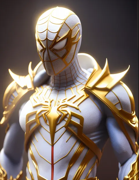 Spider-Man Gold White Statue