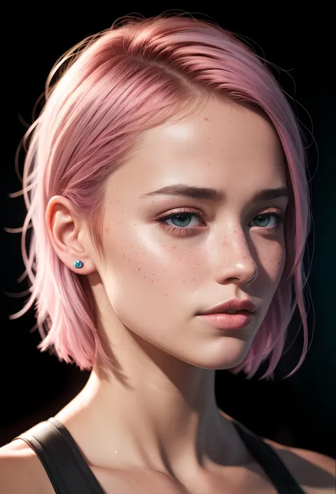 Pink Hair Woman Side Portrait