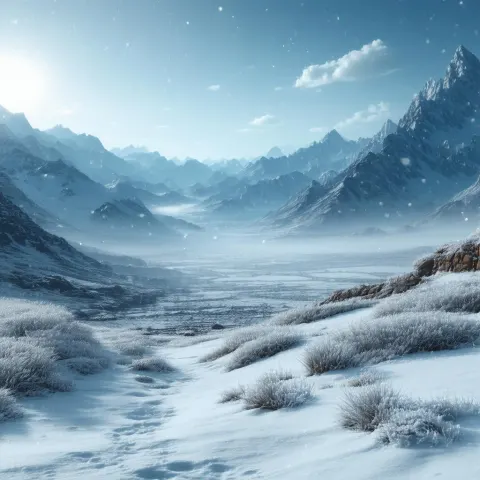 Snowy Valley Rendered as Sweeping 3D Panorama