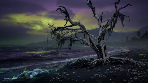 Dead Tree Dark Beach