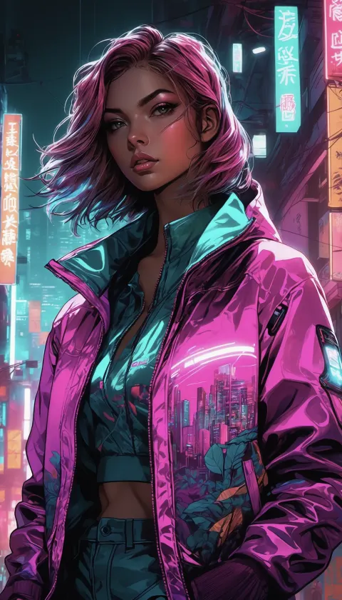 Cyberpunk Girl Neon Urban