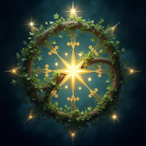 Celestial Emblem of Vines and Radiant Stars