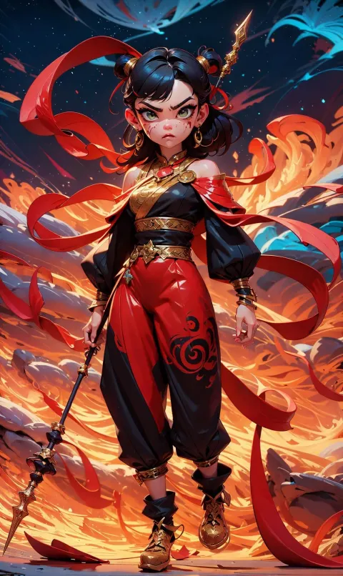 Warrior Girl Flying Battle