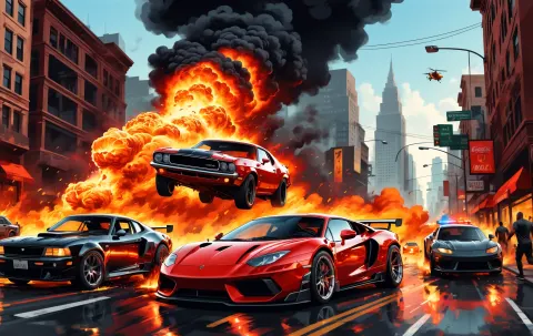 Porsche Flying Fire Action