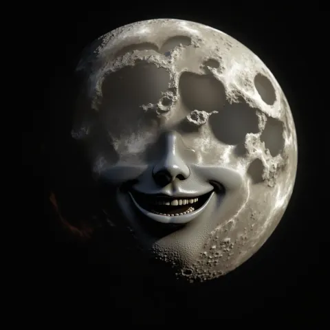 Smiling Moon Sculpted in Dramatic 3D Light