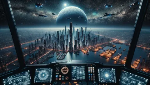 Spacecraft Cyberpunk Megacity