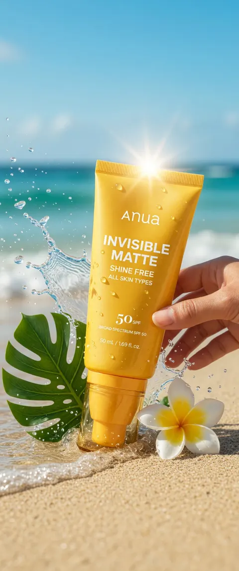Yellow Sunscreen Beach Tropical Scene