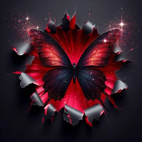 3D Ripped Paper Effect with Stardust Butterfly