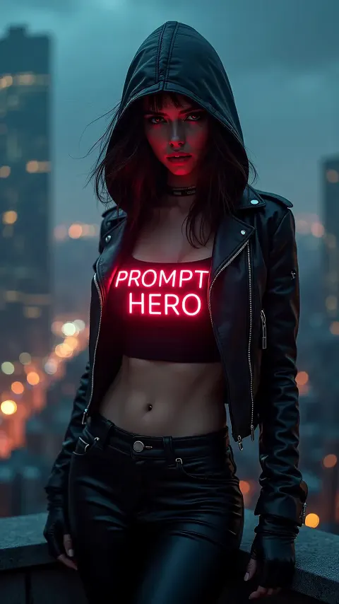 Cyberpunk Girl Rooftop Battle