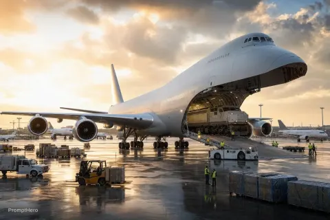 Atlas Ultra Cargo Plane Loading Locomotive