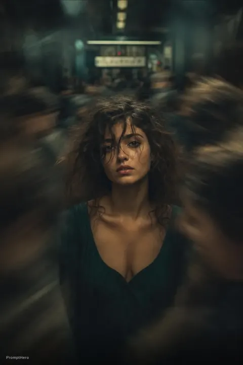 Woman Still Center Motion Blur