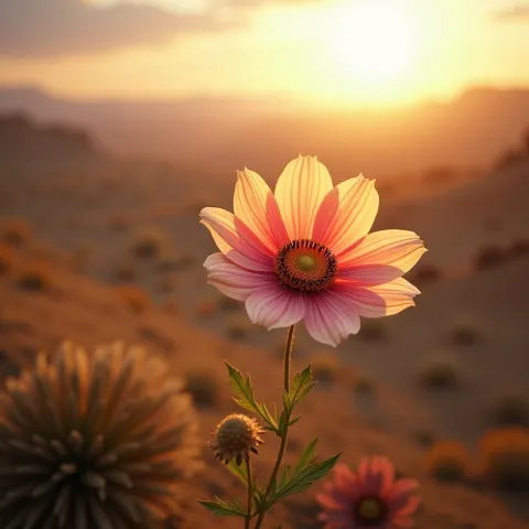 Backlit Desert Bloom on Grainy Fomapan Film