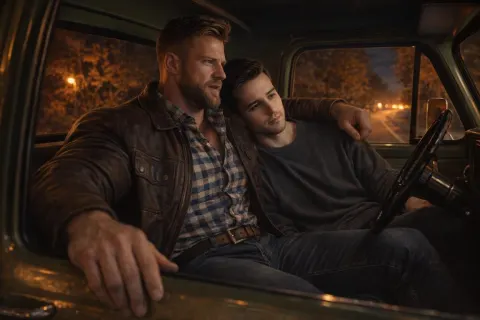 Bodybuilder Pickup Truck Autumn Night